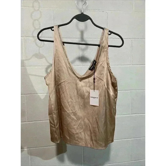 Generation Love Women's Christie Crystal Tank Small Latte Sleeveless Embellished - Picture 2 of 12